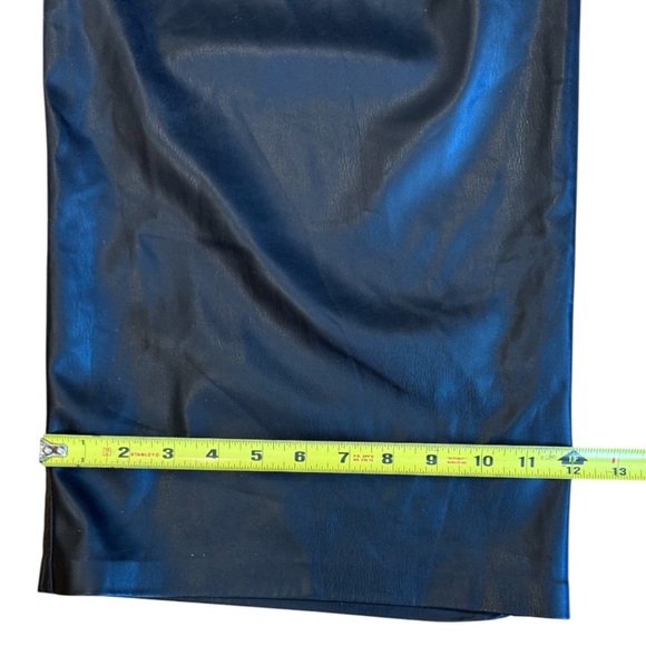 Y2K H&M Black Faux Leather Pants High Waist Wide-Leg Palazzo Women's Size 4 - Picture 6 of 10